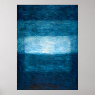 Diepe Blauwe Horizon Abstract Met Getextureerde At Poster