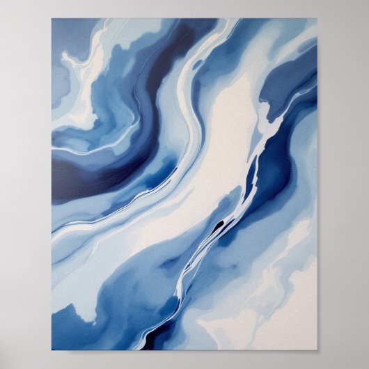 Diepe Blauwe Marmer Poster (Voorkant)