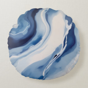 Diepe Blauwe Marmer Rond Kussen