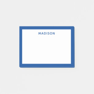 Diepe blauwe moderne naam aangepaste tekst post-it® notes