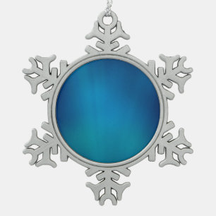 Diepe Blauwe Onderwater Gloed Tin Sneeuwvlok Ornament