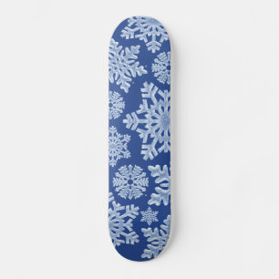 Diepe blauwe winterwinter, bevroren Snowflakes ker Skateboard
