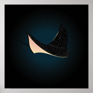 Diepe blauwe Zee met onderwater Ray Vis Poster