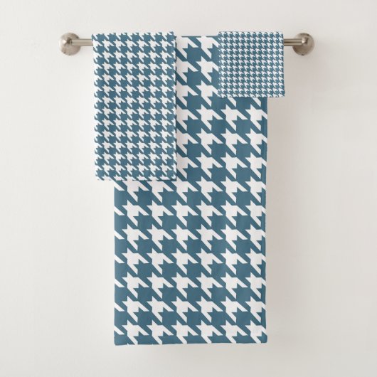 diepe blauwgroen houndstooth bad handdoek (Insitu)