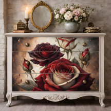 Diepe Bloemige Rode Rozen Decoupage