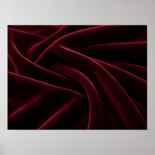 Diepe bordeauxrood fluwelen stofvouwstructuur poster