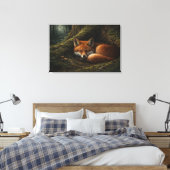 Diepe bos slaap | Vos Kunst | Opgespannen canvas Afdruk (Insitu (Slaapkamer))