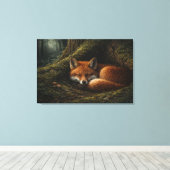 Diepe bos slaap | Vos Kunst | Opgespannen canvas Afdruk (Insitu (Houten vloer))