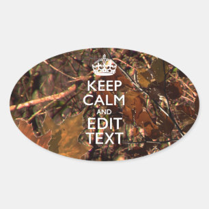 Diepe Bossen Camouflage Houd kalm met Jouw tekst Ovale Sticker