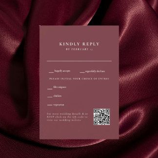Diepe Bourgogne Trouw QR Code RSVP Kaartje
