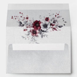 Diepe Bourgondië Zilver Grijs Aquarel Bloemstuk Cu Envelop