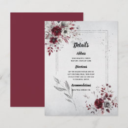 Diepe Bourgondië Zilver Grijs Aquarel Bloemstuk Cu Informatiekaartje
