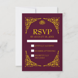 Diepe Bourgondische Islamitische Bruiloft RSVP Kaartje