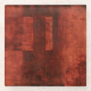 Diepe Crimson Schilderen met geometrische vormen Glazen Onderzetter