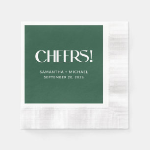 Diepe dennen sierlijke bruiloft 'Cheers' lettertyp Servet