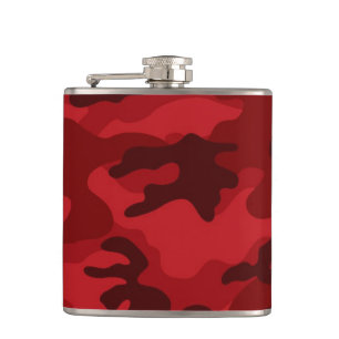 Diepe, donkerrode camo, camouflage heupfles