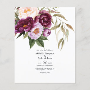 Diepe Fluwelen Bloemen Bruiloft Uitnodiging Flyer