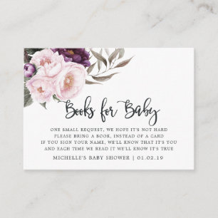 Diepe Fluwelen Bloemige Baby Shower Boek Verzoek Informatiekaartje