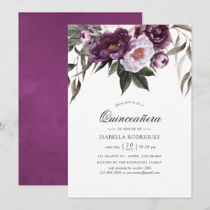 Diepe Fluwelen Bloemige Quinceañera Kaart