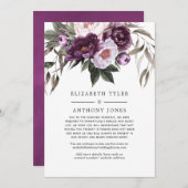 Diepe Fluwelen Bloemige Trouw Verminderde Gastenli Aankondiging (Voorkant / Achterkant)