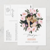 Diepe Fluwelen & Blush Roze Bloemige Trouw Dank Je Briefkaart (Voorkant / Achterkant)