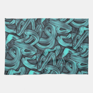 diepe gedachte - zwart en turquoise : theedoek