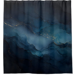 Diepe Getijde Turquoise Goud Oceaan Abstracte Douc Douchegordijn