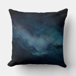 Diepe Getijde Turquoise Goud Oceaan Abstracte Worp Kussen