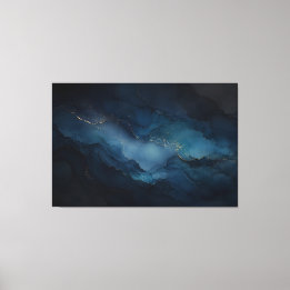 Diepe Getijde Turquoise Goud Oceaans Abstract Canv Canvas Afdruk