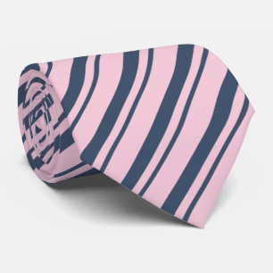 Diepe grijze blauwe en roze strepen stropdas