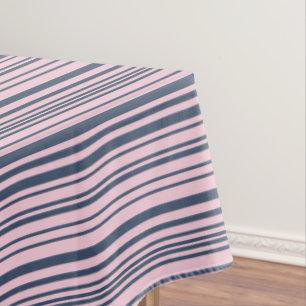 Diepe grijze blauwe en roze strepen tafelkleed