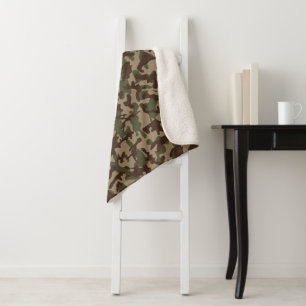 Diepe hout camouflage  sherpa deken