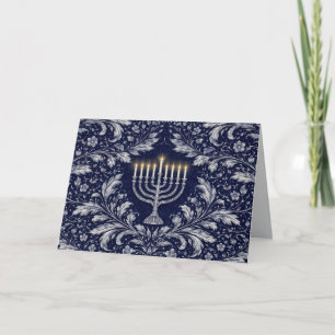 Diepe marine menorah William Morris patroon Bedankkaart
