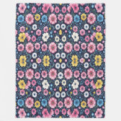 Diepe Midnight Bloementuin Patroon Sherpa Deken (Voorkant)