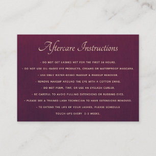 Diepe Paarse AfterCare for Lash Extensions Visitekaartje