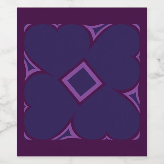 Diepe Paarse Harten Wijn Etiket (Enkel label)