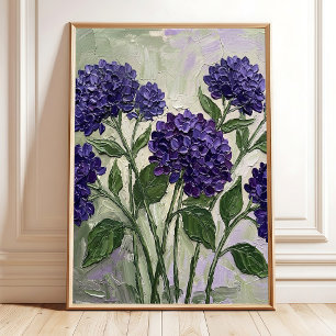 Diepe Paarse Hortensia Abstracte Kunstprint Poster