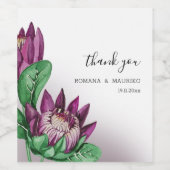 Diepe Paarse King Protea Waterverf Art Wijn Etiket (Enkel label)