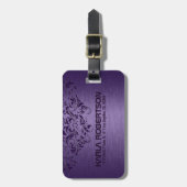Diepe Paarse metallische en Paarse kant Bagagelabel (Voorkant verticaal)