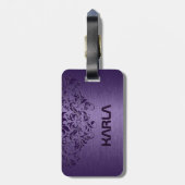 Diepe Paarse metallische en Paarse kant Bagagelabel (Achterkant verticaal)