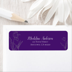 Diepe Paarse Tulp Silhouet Retouradres Etiket
