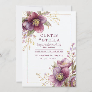 Diepe Plum Hellebore Gouden Glitter Guirlande Brui Kaart