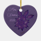Diepe rietjes met deep Plum Poinsettia Ceramic O. Keramisch Ornament (Voorkant)