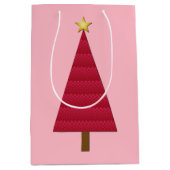 Diepe rode dampkast moderne kerstboom medium cadeauzakje (Voorkant)