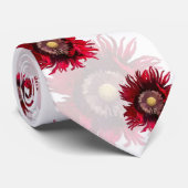 Diepe rode papies op witte achtergrond stropdas (Opgerold)