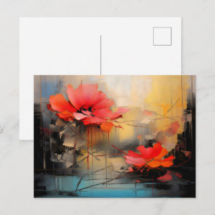 Diepe Rode Stilte – Abstracte Klaprozen in Stedeli Briefkaart