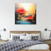 Diepe Rode Stilte – Abstracte Klaprozen in Stedeli Canvas Afdruk (Insitu (Slaapkamer))