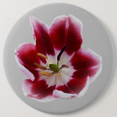 Diepe rode tulp ronde button 6,0 cm (Voorkant)
