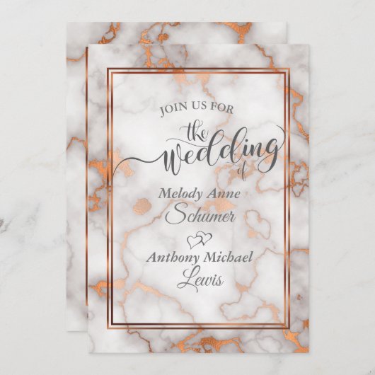 Diepe Roos Gold/kopermarmer Kaart (Voorkant / Achterkant)