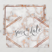 Diepe Roos Gold/kopermarmer Save The Date (Voorkant / Achterkant)